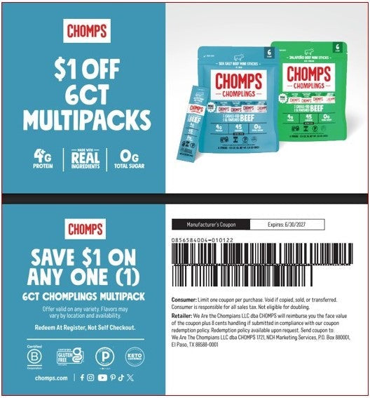 Chomps 26/27 Coupon Bundles